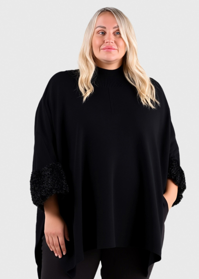 Harper black fur inserts sweater