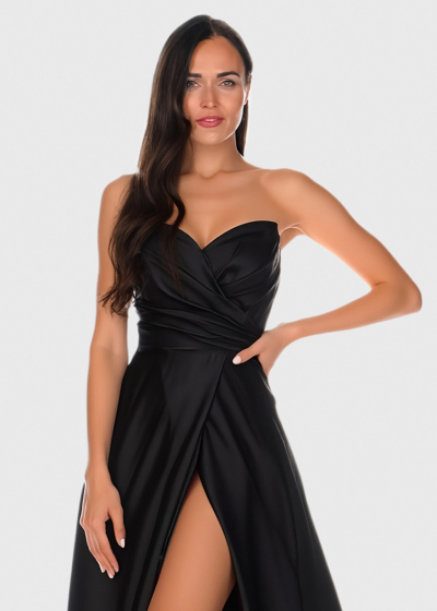 Bella black off-shoulder evening dress