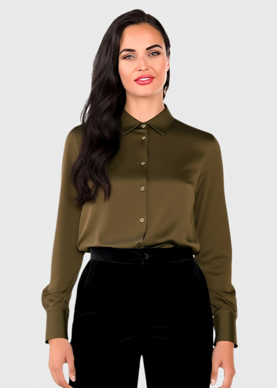 Nuna khaki long sleeve blouse