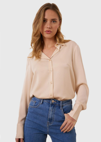 Nuna beige long sleeve blouse