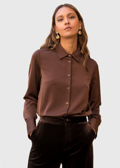 Nuna brown long sleeve blouse