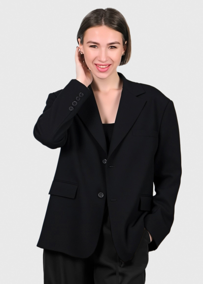 Arika melna brīva piegriezuma žakete