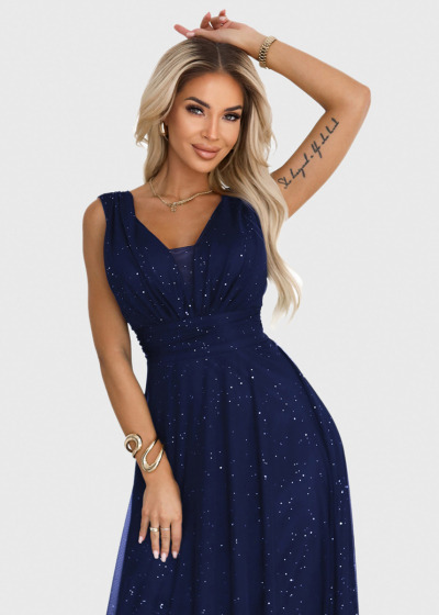 Jane dark blue long evening dress 
