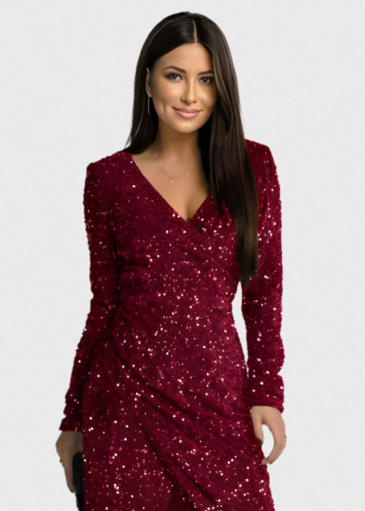 Jess bordo evening dress with split