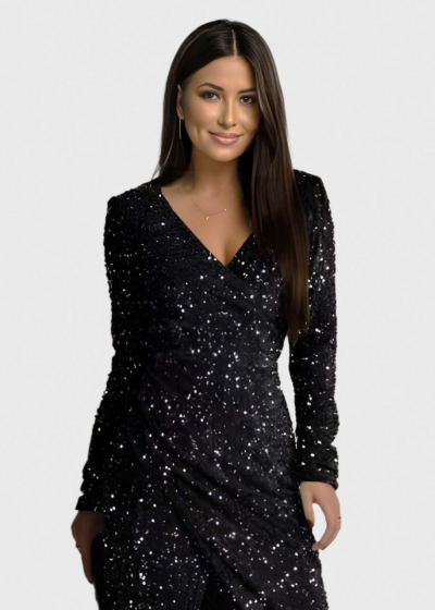 Jess black evening dress with split