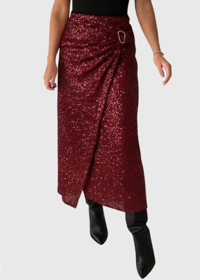 Josy bordo long sparkle skirt