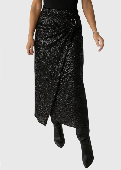 Josy black long sparkle skirt