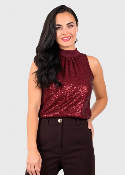 Josie bordo top with sequins