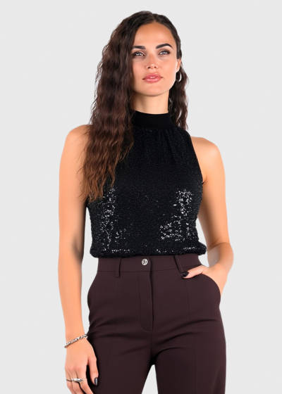 Josie black top with sequins