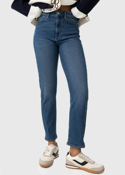 Mom Fit синие женские джинсы с завышенной талией