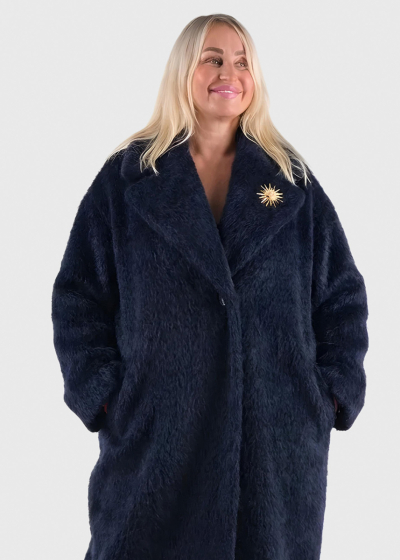 Madelin dark blue faux&nbsp;fur&nbsp;coat