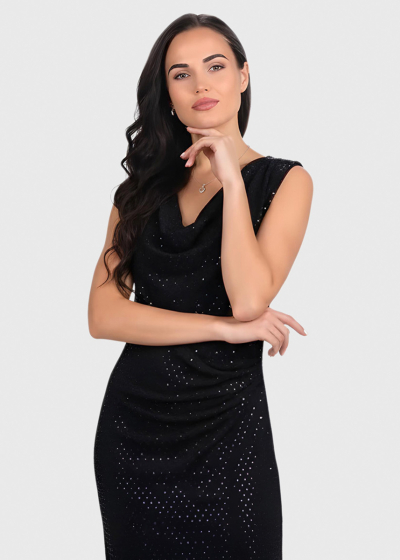 Maddie черное вечернее платье со стразами