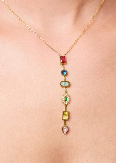 Matilda gold-colored necklace with crystals