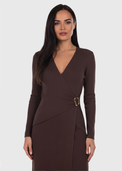 Michelle brown long sleeve evening dress