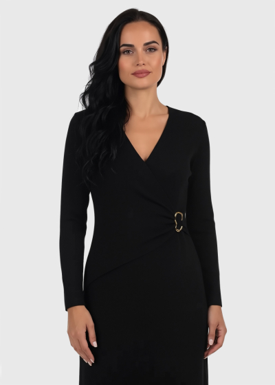Michelle black long sleeve evening dress