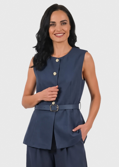 Shell women's vest with belt