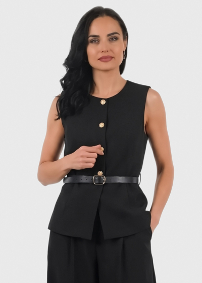 Shell black vest with belt