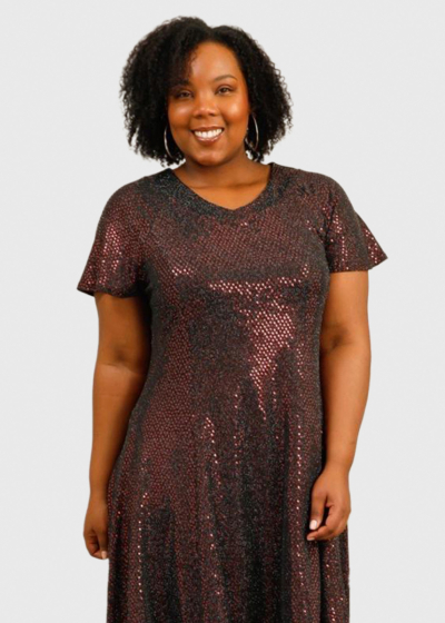 Tasha Plus Size bordo short evening dress