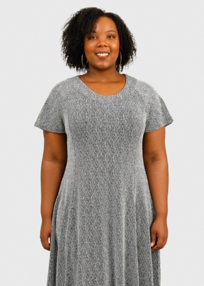 Tasha Plus Size silver short evening dress