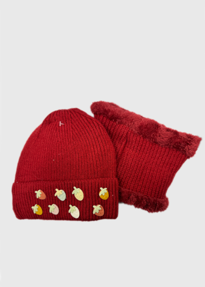 Hadley red infinity scarf and hat