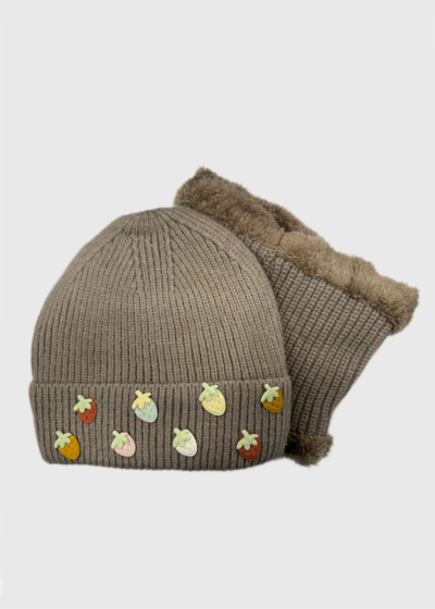 Hadley dark beige infinity scarf and hat