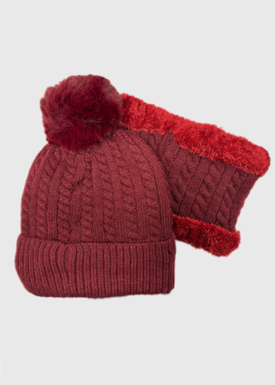 Heidi bordo braided knit scarf and hat