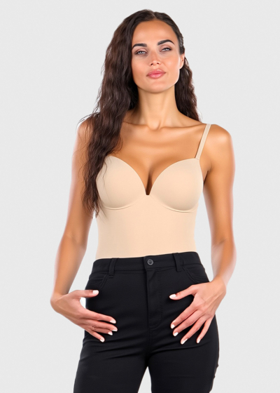 Alexandra beige cami strap bodysuit
