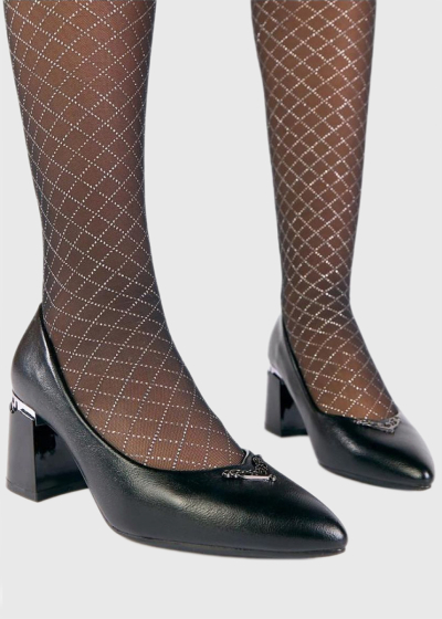 Evangeline black thick heeled shoes