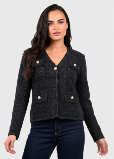 Evie black blazer with buttons