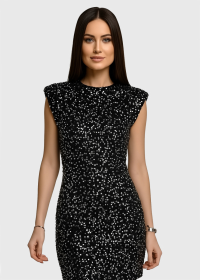 Joanna short evening dress with sequins