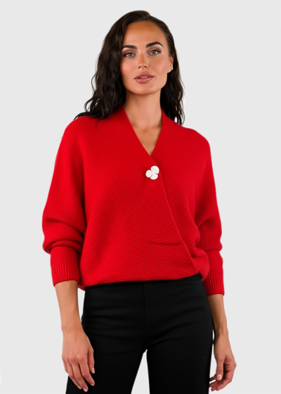 Zeliha red buttoned sweater