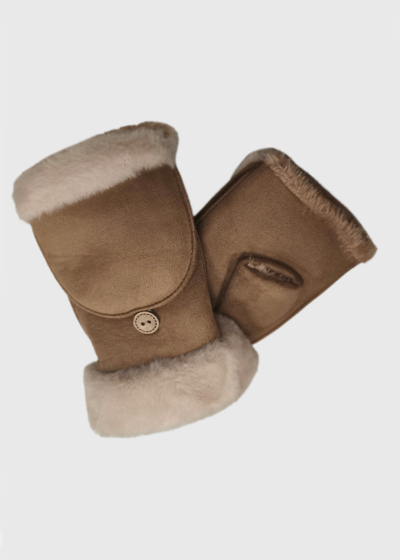 Elizabeth brown fur inserts gloves