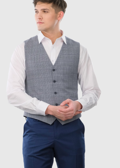 Danilo pelēka klasiska rūtaina veste