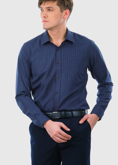 Slim Fit dark blue men's shirt