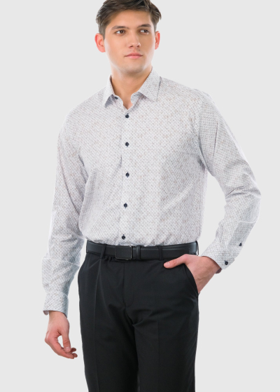 Slim Fit balts vīriešu krekls ar printu
