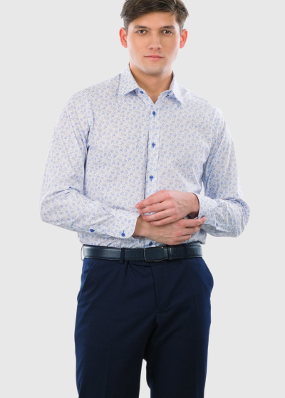 Slim Fit balts vīriešu krekls ar rakstu
