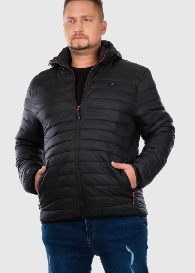 Joele heated Plus Size black short jacket with hood