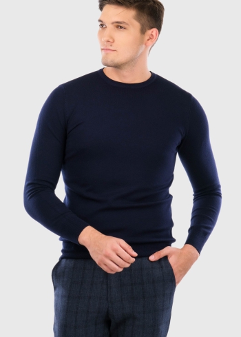Gianni dark blue men's sweater with round neck