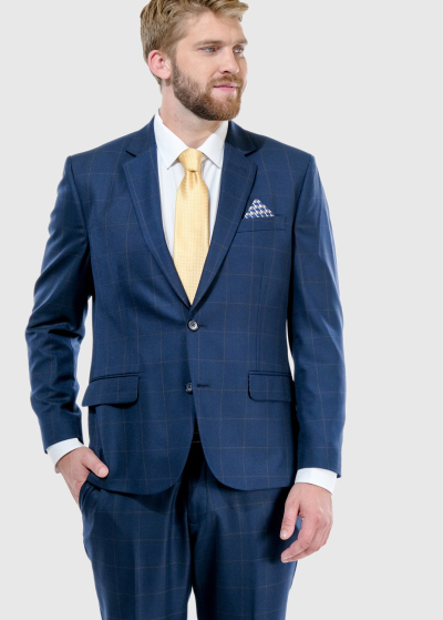 Giancarlo Slim Fit dark blue checkered suit