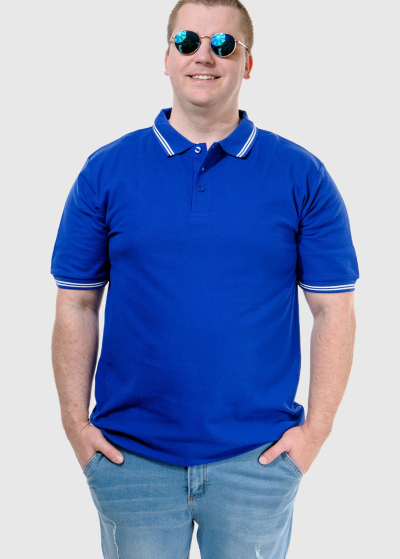 Fausto Lielo izmēru zils vīriešu polo krekls