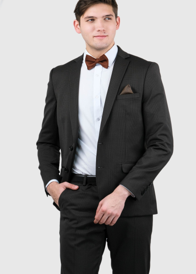 Gianluca brūns rūtains pieguļošs jaunvilnas uzvalks