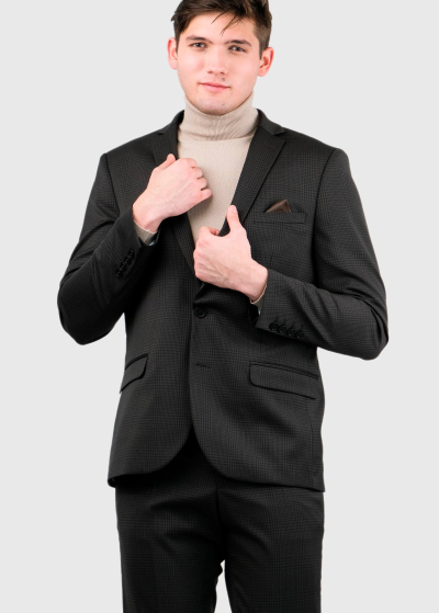 Gianluca brūns rūtains pieguļošs jaunvilnas uzvalks