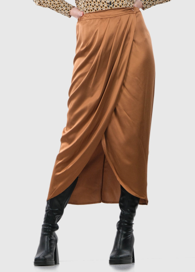 Demetra light brown long wrap skirt