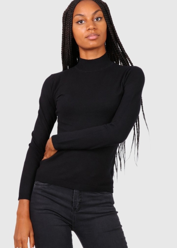 Gilberta black women's high neck turtleneck