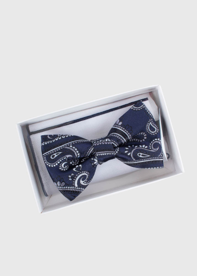 Dark blue men's patterned bow tie
