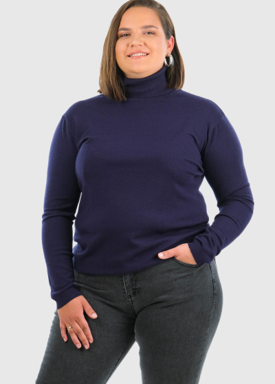 Eulalia Plus Size navy women's turtleneck