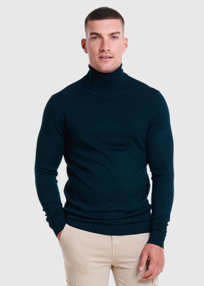 Generoso dark green men's turtleneck