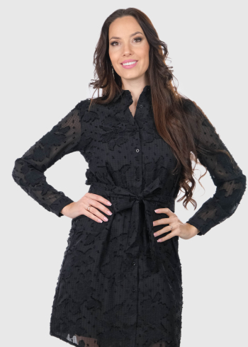 Adelma black short buttoned evening dress