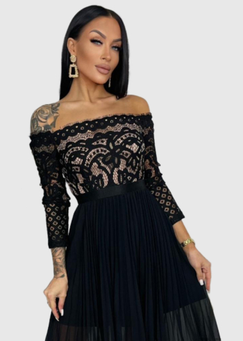 Tita black off-shoulder evening dress