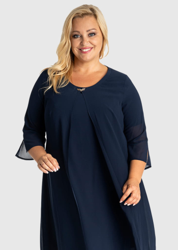 Alessandra Plus Size dark blue evening dress 